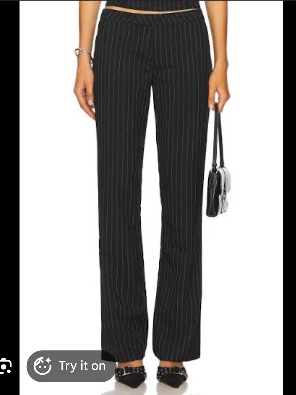 I.AM.GIA Black Pinstripe Straight-Leg Pants